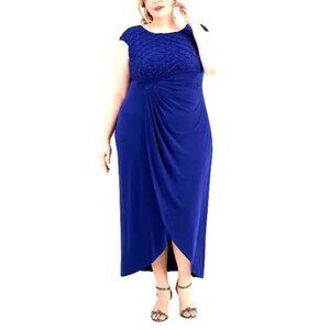 Blue Lace Bodice Long Gown Maxi Dress Size 24W 3X Plus Sz Wedding Evening Mother